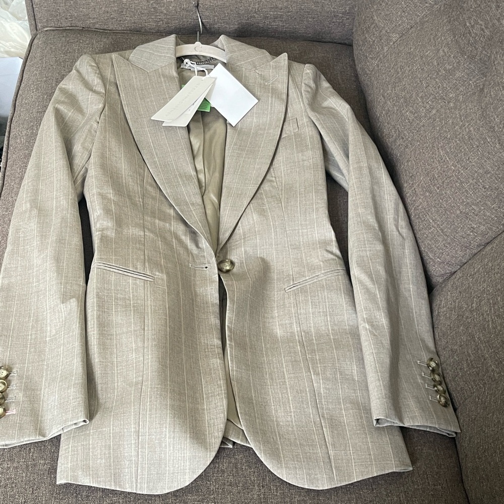 Stella McCartney Taupe Pinstripe Blazer - Picture 10 of 16